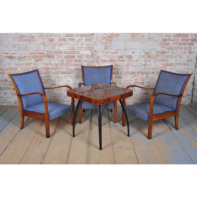 Vintage Art Deco Lounge Chairs in Walnut, 1920s, Set of 3 For Sale - Image 13 of 14