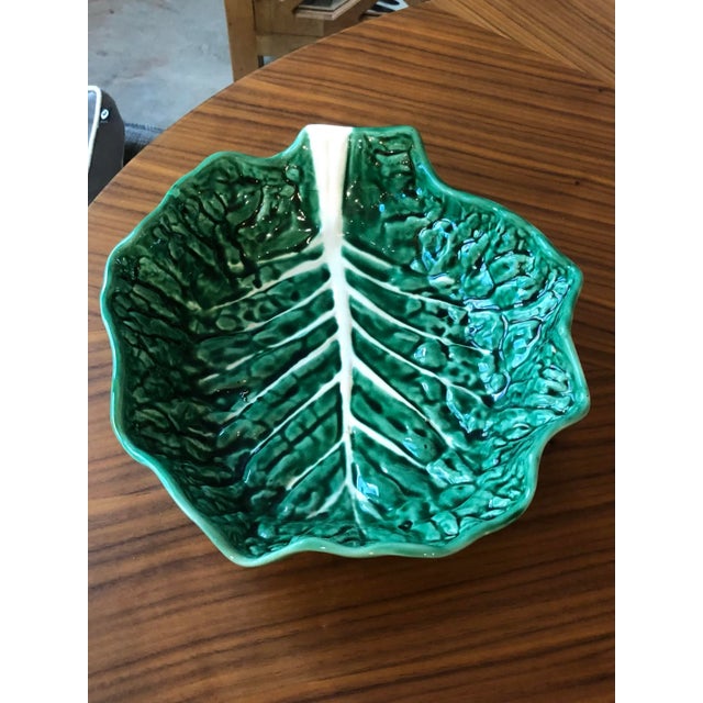 Secla Mid 20th Century Secla Green Cabbageware Large Serving Dish For Sale - Image 4 of 9
