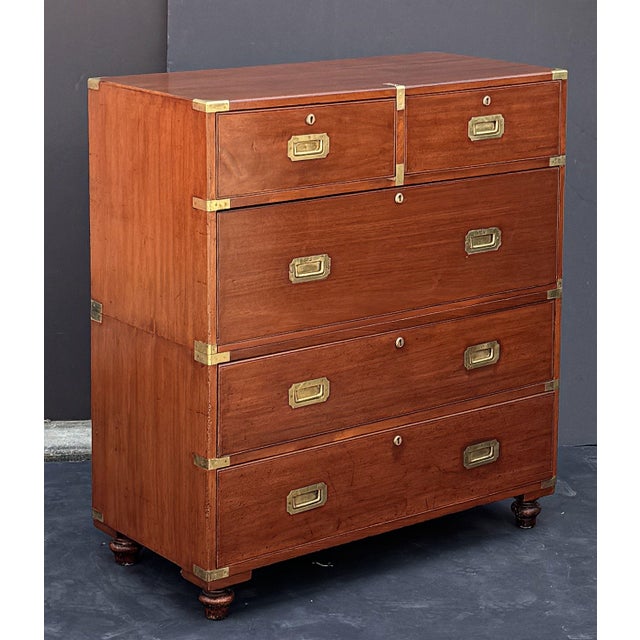 British Military Officer's Campaign Chest Dresser of Brass-Bound Mahogany For Sale - Image 4 of 11