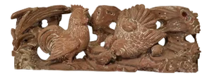 Mid 19th Century Carved Wood Chicken Scene Panel