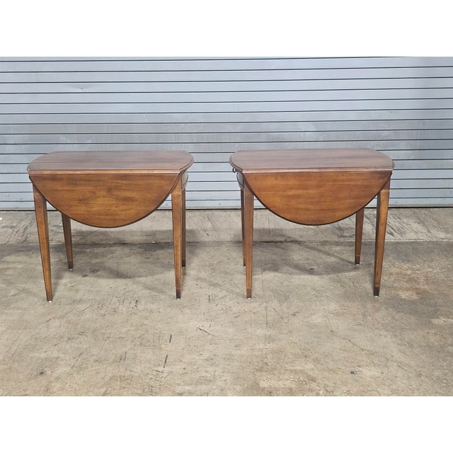 Brown Late 20th Century Pair of Henredon Mahogany Pembroke Tables Inlays For Sale - Image 8 of 13