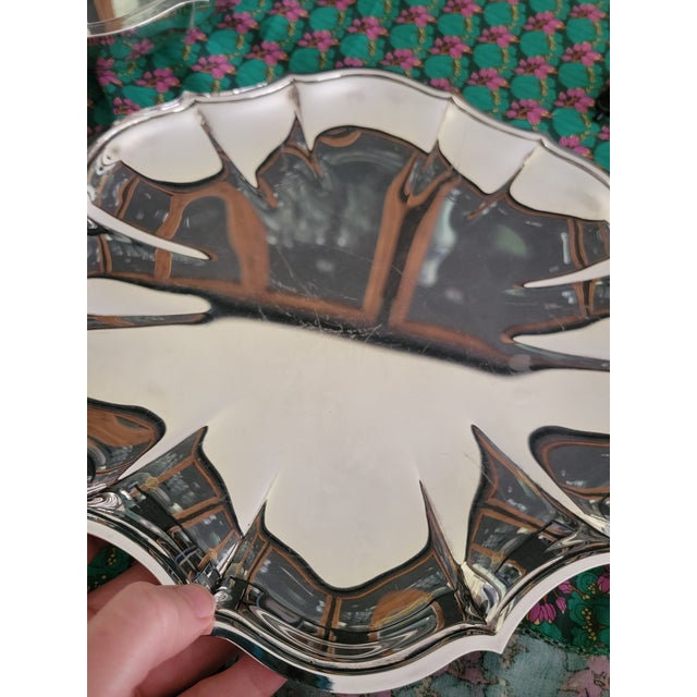 1950s 1950s Chippendale Style Silverplate Bowl and Tray For Sale - Image 5 of 6