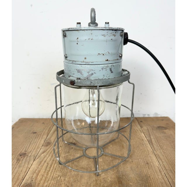 Industrial Aluminium Cage Light with Clear Glass from Elektrosvit, 1970s For Sale - Image 11 of 15