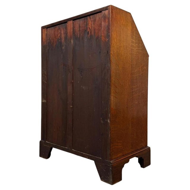 Antique Early 20th Century English Edwardian Golden Oak Bureau For Sale - Image 9 of 14
