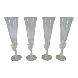 Vintage Fluted Champagne Wings Clear by Sasaki - Set of 4