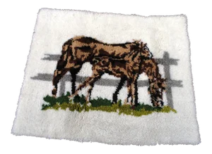 Mid Century Hand Hooked Horse Lover Wall Art