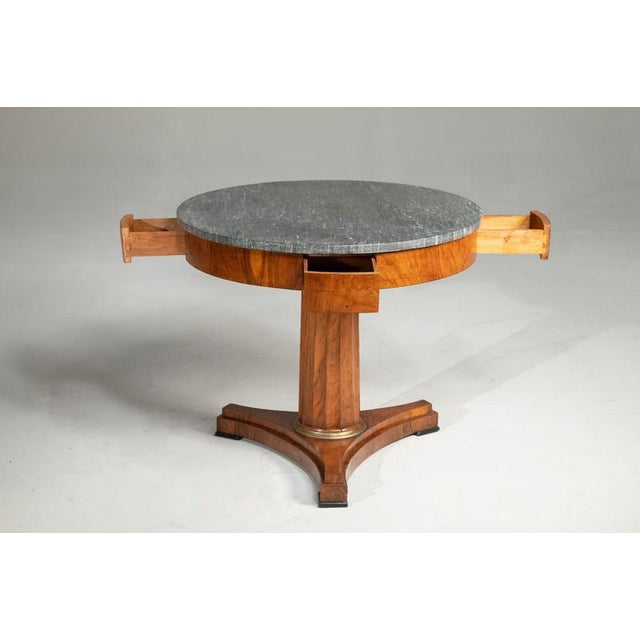 Lombard Empire Table in Walnut with Marble Top, 1850 For Sale - Image 9 of 18