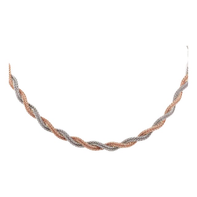 Twisted Bead 14k Rose & White Gold Necklace For Sale