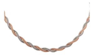 Twisted Bead 14k Rose & White Gold Necklace