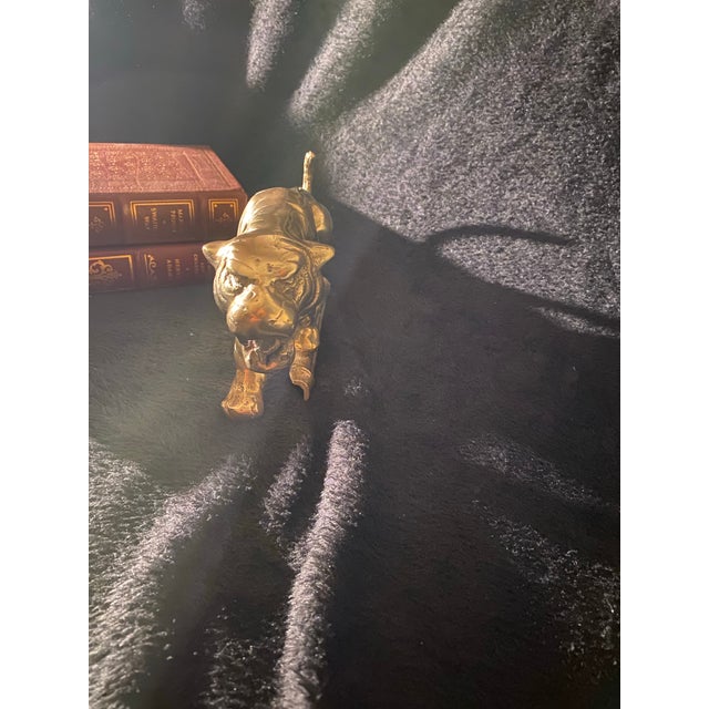 Mid-Century Brass Roaring Tiger Sculpture - Hollywood Regency For Sale - Image 9 of 11