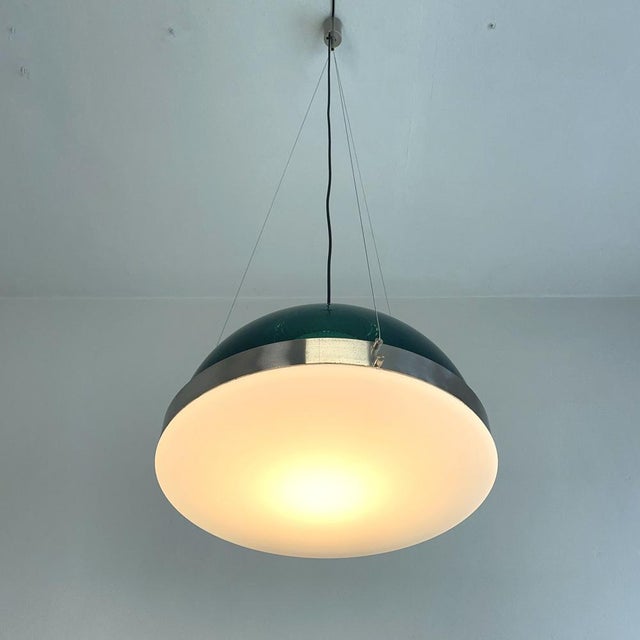 Chandelier in Green Acrylic Glass Pendant Lamp, 1960s For Sale - Image 4 of 14