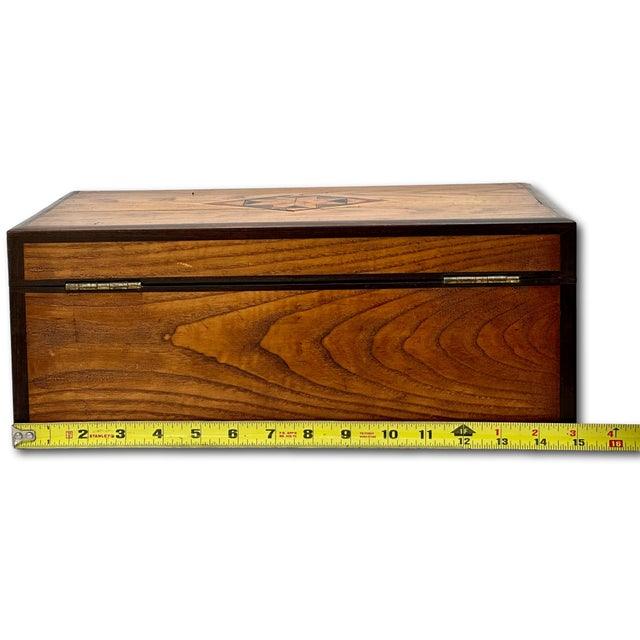 Outstanding Antique Hand Made American Chestnut & Genuine Rosewood Documant Box With Exotic Wood Inlays - Circa 1870s For Sale - Image 17 of 18