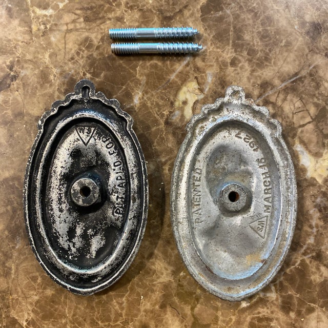 1920s Waverly Studios Cast Iron Hand Painted Curtain Tie Backs - Set of 2 For Sale - Image 4 of 6