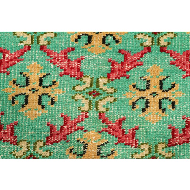 Mid-Century Modern Vintage Zeki Müren Runner Rug in Turquoise With Floral Pattern, From Rug & Kilim For Sale - Image 3 of 7