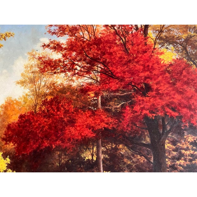 Large Original American Impressionist Oil Painting of a Fall Landscape by Robert Doares For Sale In New York - Image 6 of 11