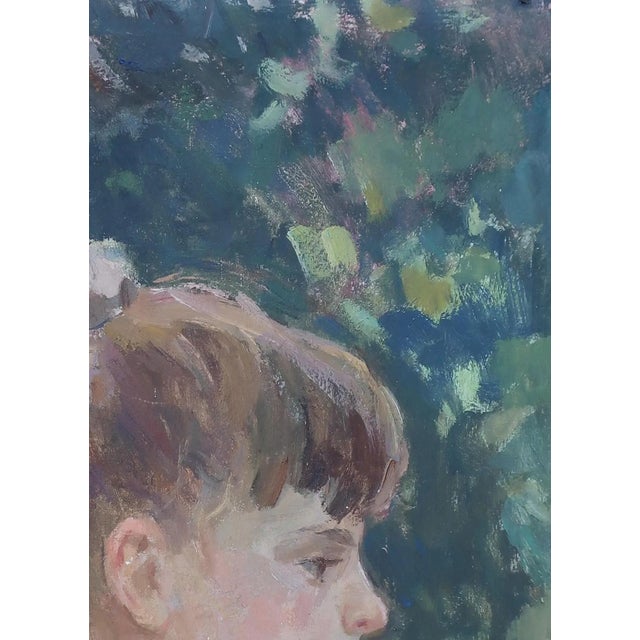 Realism Vintage Child Portrait Oil Painting, Ukrainian Artist, 1989 55-40 For Sale - Image 3 of 6