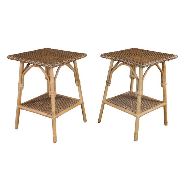 Boho Chic Late 20th Century 2 Universal Furniture Getaway Coastal Wailea Rattan Boho Chic Accent Side Tables For Sale - Image 3 of 11