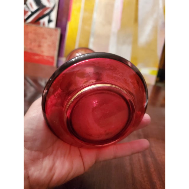 Mid 19th Century Antique Moser Bohemian Glass Applied Plaque Ruby Vase For Sale - Image 5 of 5