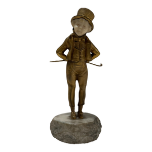 Antique Georges Omerth Gilt Bronze & Alabaster Figural Sculpture – Boy in Top Hat