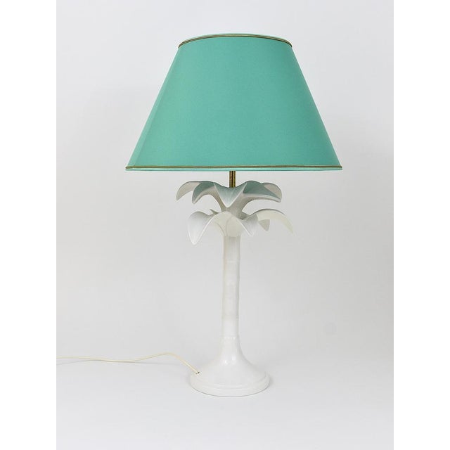Metal White Palm Tree Faux Bamboo Table Lamp from Tommaso Barbi, Italy, 1970s For Sale - Image 7 of 18