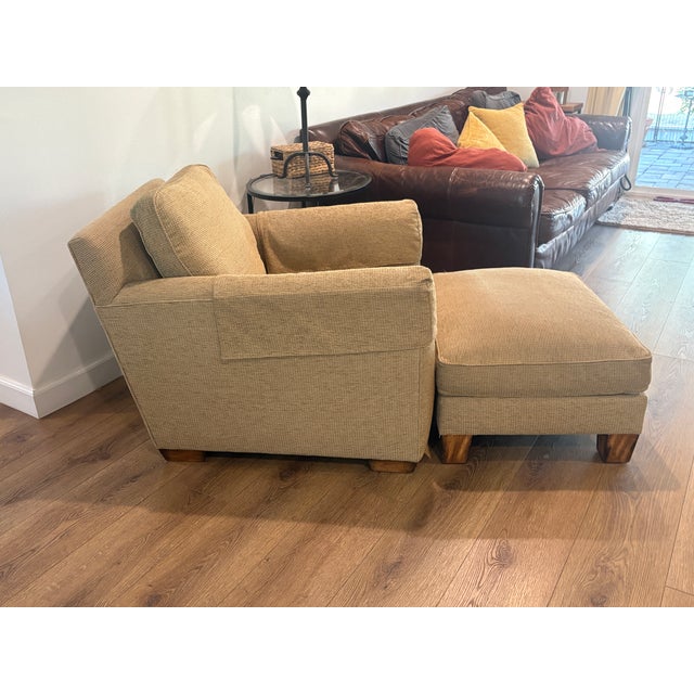 Contemporary Set of Two Zoffany Tan Club Chairs With Ottomans For Sale - Image 3 of 6