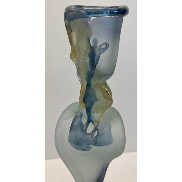 Early 20th Century Crystal De Bayel Bacchus Erte Elite Etched Art Glass Trumpet Vase For Sale - Image 5 of 7