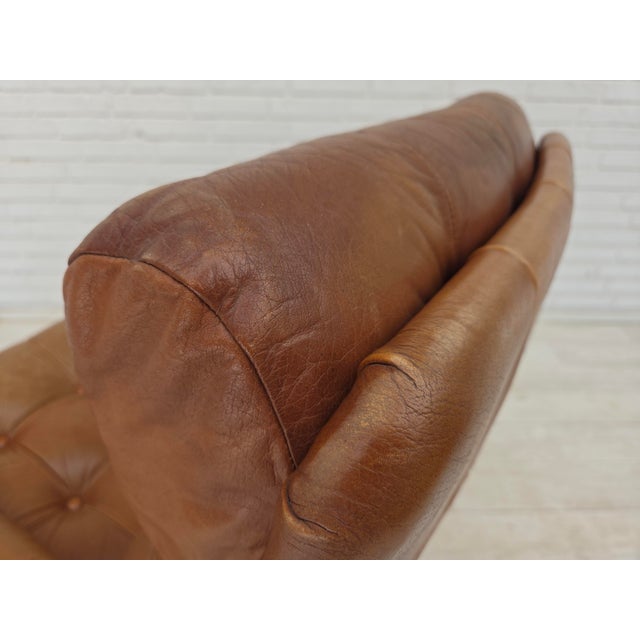 Set of Swedish Lounge Chair and Ottoman in Leather, 1970s For Sale - Image 6 of 18