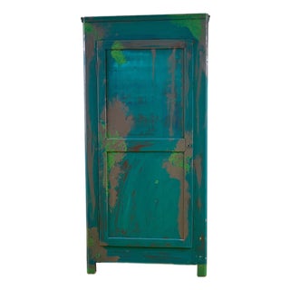 Antique Rustic Green Wardrobe For Sale