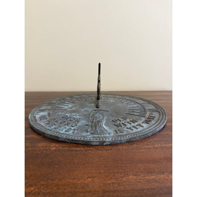 French Country Vintage English Country Iron Garden Sundial "Grow Old Along With Me" For Sale - Image 3 of 7