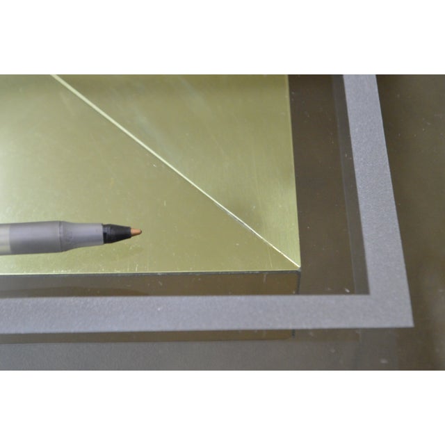 Mid-Century Modern Cityscape Stacking Brass Large Square Glass Top Coffee Table For Sale - Image 10 of 13