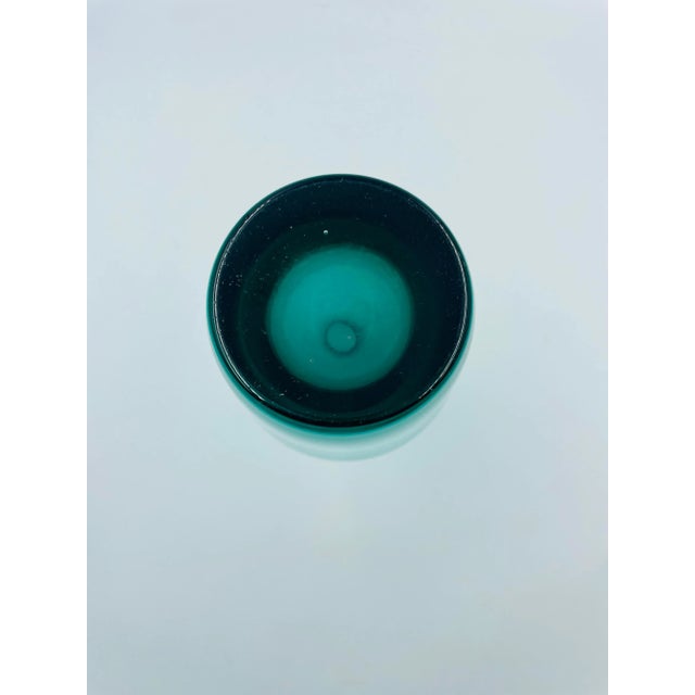 Glass 1960s Modern Teal Blown Glass Vase for Riihimaki Lasi Oy, Finland For Sale - Image 7 of 12