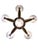 Dramatic Machine age five-arm chandelier signed Petitot Paris featuring a central column of vertical ribbed glass rods...
