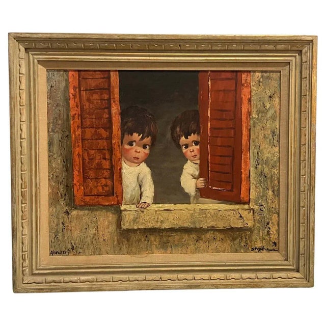 1960s "Naughty Children" on Canvas by Harold Stephenson, Aka Abruzzi For Sale - Image 5 of 5