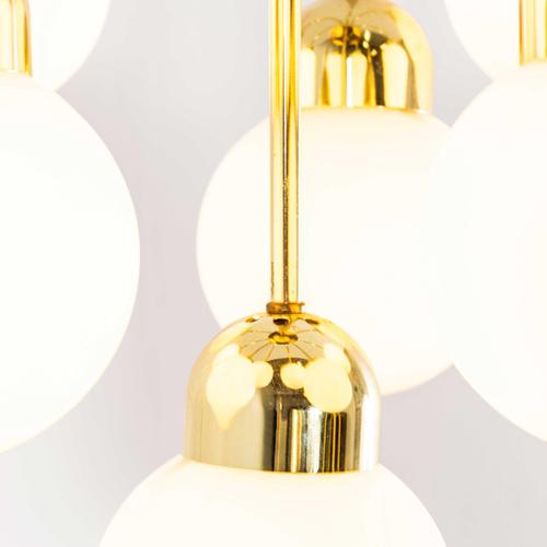 Brass and Opal Globe Pendant Chandelier, 1950s For Sale - Image 10 of 11