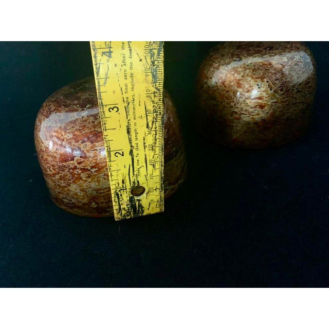 Vintage Burmese Lacquerware Nesting Cups Bowls Pair Weathered Red Patina 4" For Sale - Image 4 of 6