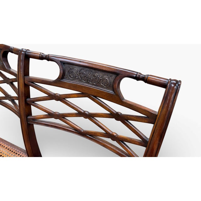 Theodore Alexander Regency Cane Seat Carved Wood Settee For Sale - Image 10 of 18