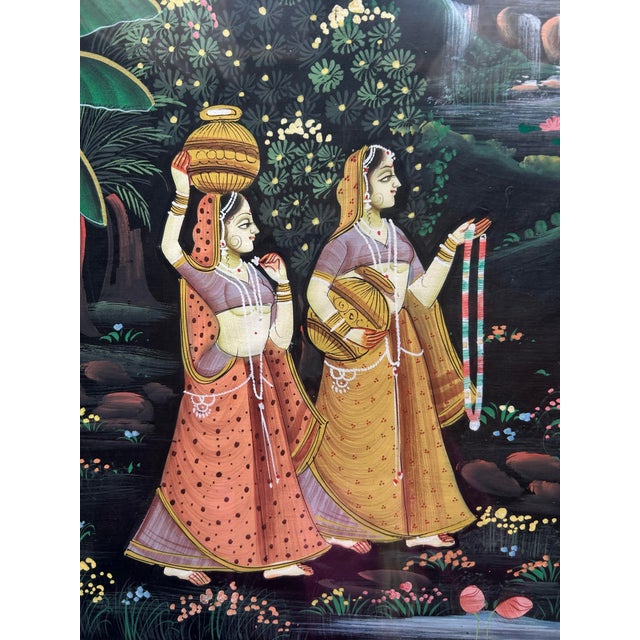 Vintage Original Large Framed Indian Hindu Wedding Painting For Sale - Image 4 of 6