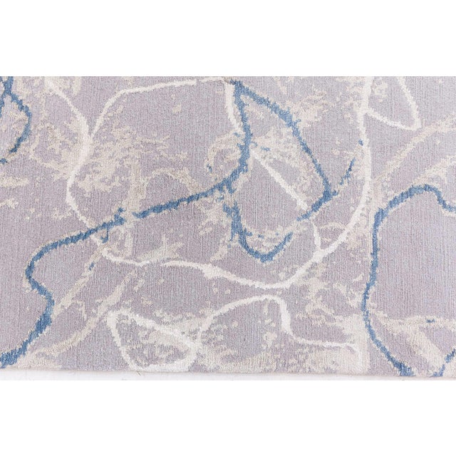 Art Deco Modern Tibetan Ink Ondulations Hand-Knotted Wool & Silk Rug by Doris Leslie Blau For Sale - Image 3 of 7