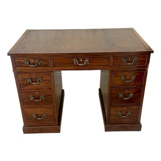 Antique Victorian Mahogany Free Standing Kneehole Desk, 1860s For Sale