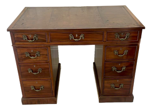 Antique Victorian Mahogany Free Standing Kneehole Desk, 1860s