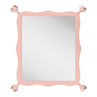 Fleur Home Carnival Iko Iko Rectangle Mirror in Salmon Berry, 39x51 For Sale