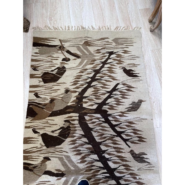 Vintage Handwoven Mexican Zapotec Kilim 2.7' X 5.2' (82cm X 158cm) 1940s For Sale - Image 4 of 8