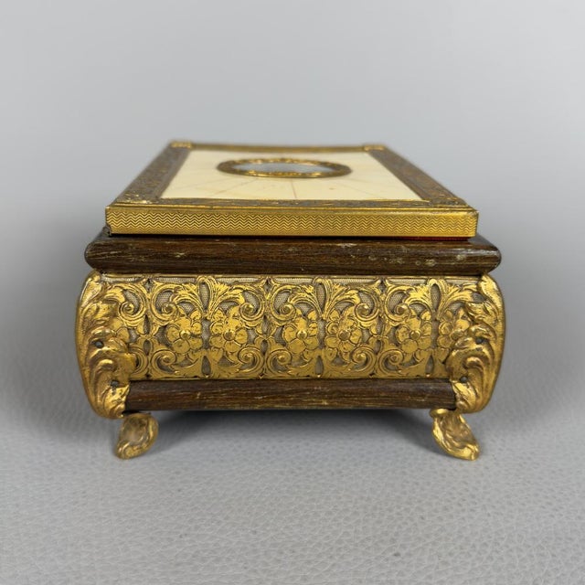 Antique Wooden Jewelry Box with Gilded Brass, 1890s For Sale - Image 4 of 14