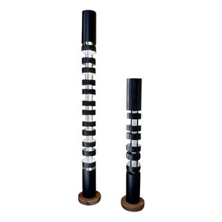 Mid-Century Modern Totem Column Floor Lamps by Serge Mouille, Set of 2 For Sale