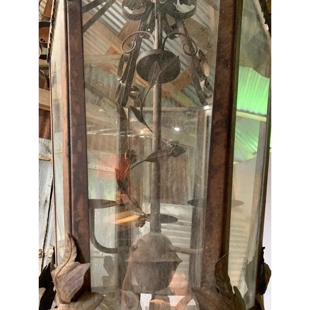 Mid 19th Century Antique French Lantern-Style Candle Chandelier For Sale - Image 5 of 6