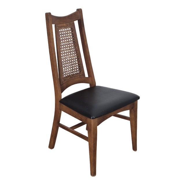 Mid Century Modern MCM Liberty Chair Co. Walnut Cane Back Desk Side Accent Chair For Sale