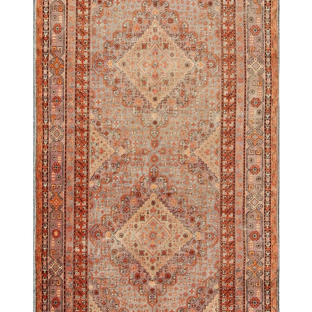 Antique Khotan Rug With Gray, Rust, and Ivory Tones Diamond Medallion Design 6'6"x13'0" For Sale - Image 4 of 7