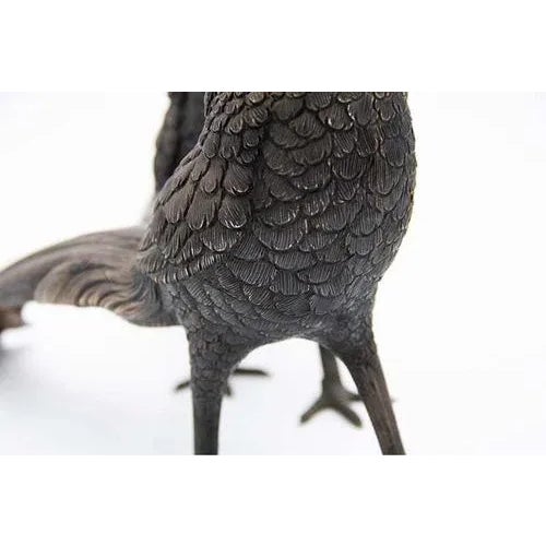 Chiseled Silver Pheasants with Long Tails, Set of 2 For Sale - Image 9 of 10