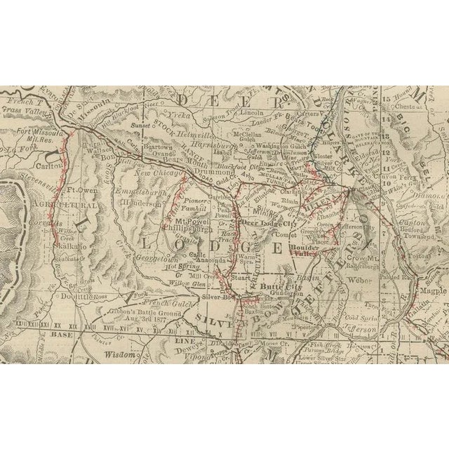 Black Map of Montana Railroads, Indian Reservations and Frontier Settlements, 1888 For Sale - Image 8 of 10