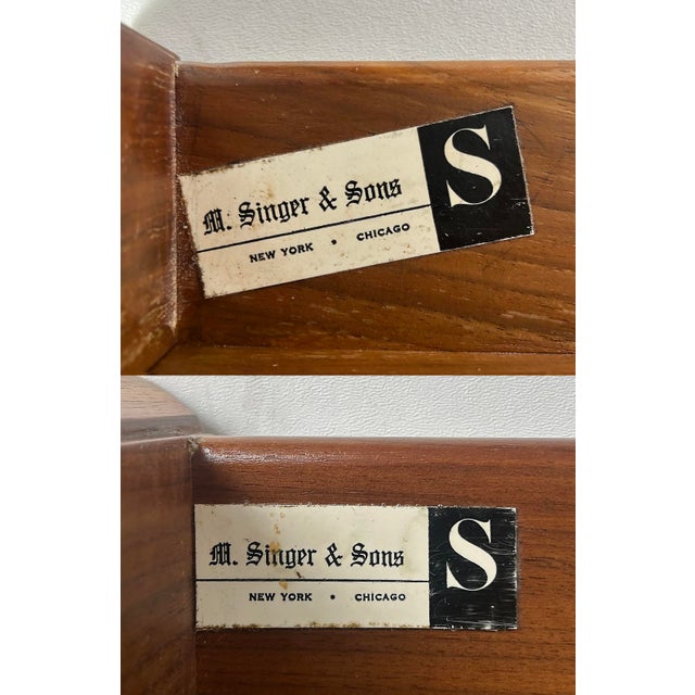 1950s Gio Ponti Singer & Sons Walnut, Rosewood Nightstands Restored, Pair For Sale - Image 15 of 18